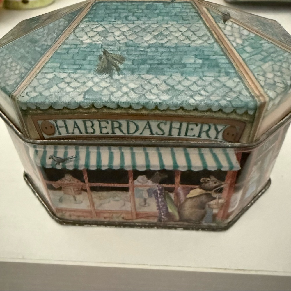 VTG Ian Logan’s Haberdashery Tin 1983 & Merry Town Candy Tin 1988